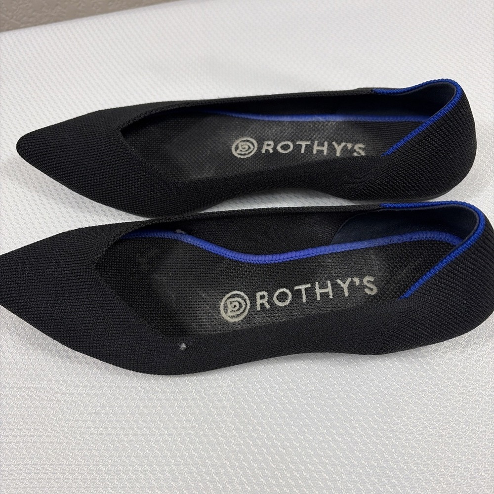 Rothy's Womens Black Pointed Toe Ballet Flats Shoes Slip On - Sz 8 - Picture 6 of 9